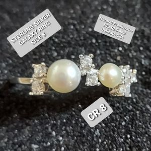 STERLING SILVER GALAXY PEARL RING SIZE 8